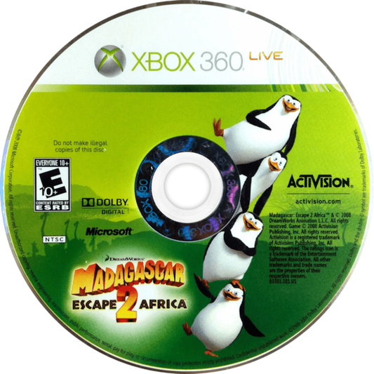 Madagascar: Escape 2 Africa disc for Xbox 360 (X360) action-adventure platformer video game