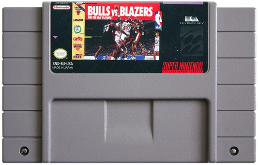Bulls vs Blazers and the NBA Playoffs cartridge for Super Nintendo Entertainment System SNES retro video game
