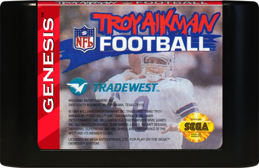 Troy Aikman NFL Football cartridge for Sega Genesis (GEN) video game