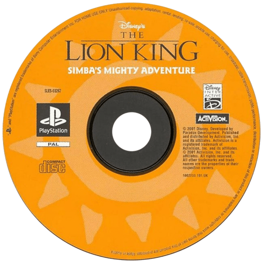 The Lion King: Simba's Mighty Adventure – PlayStation 1 Front Cover Disc Art Image