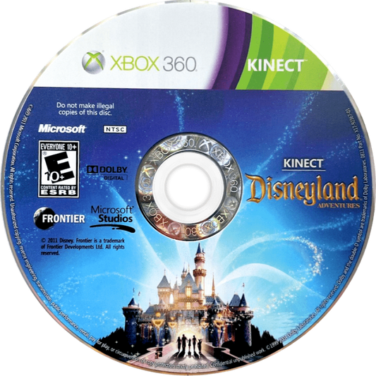 Kinect Disneyland Adventures disc for Xbox 360 (X360) motion-controlled family adventure video game
