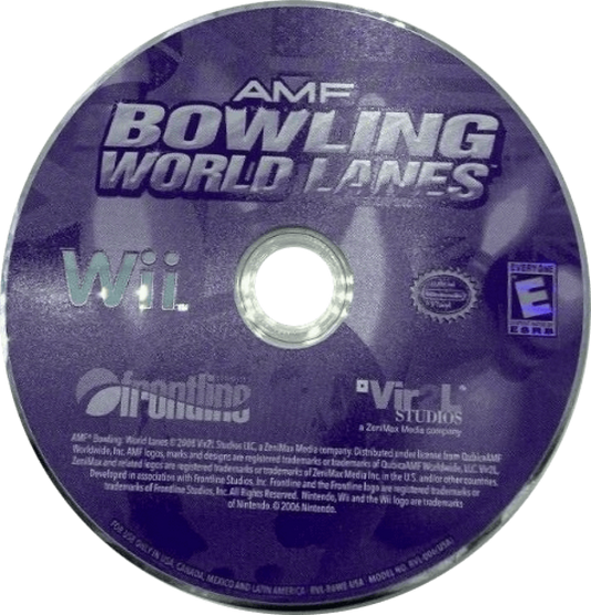 AMF bowling World Lanes disc for Nintendo Wii video game.