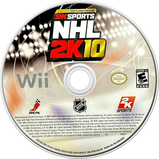 NHL 2K10 – Nintendo Wii (Wii) ice hockey sports simulation video game disc