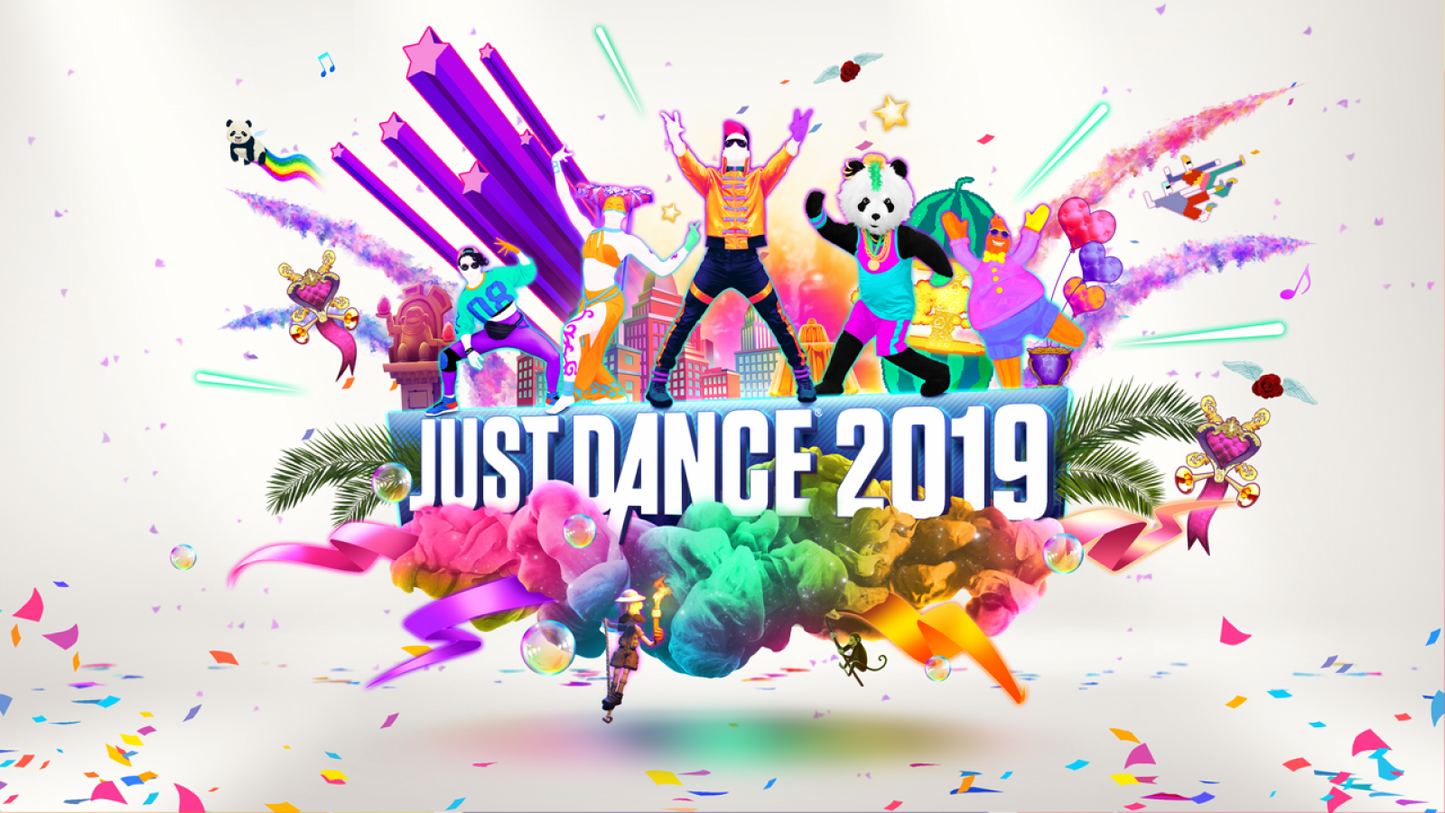 Just Dance 2019 title screen imagery art for Nintendo Wii U (WiiU) video game