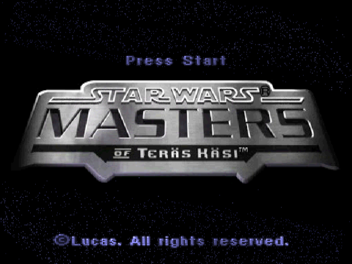 Star Wars: Masters of Teräs Käsi start screen for PlayStation 1 (PS1) fighting video game