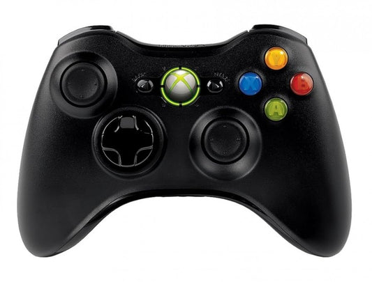 Black Xbox 360 wireless controller Microsoft gaming accessory for Xbox 360 and PC systems front
