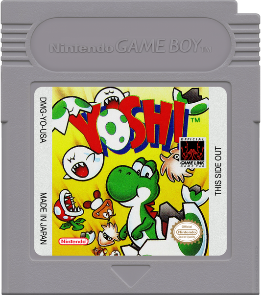 Yoshi cartridge art for Game Boy (GB) video game