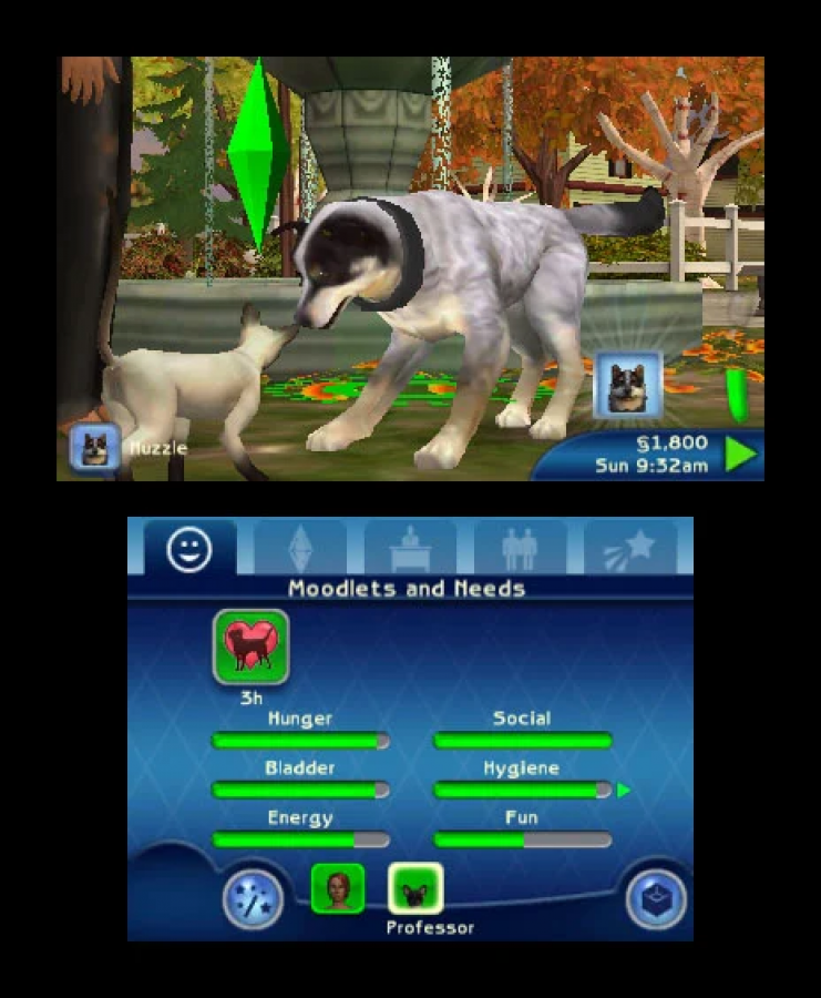 The Sims 3: Pets gameplay for Nintendo 3DS (3DS) life simulation video game