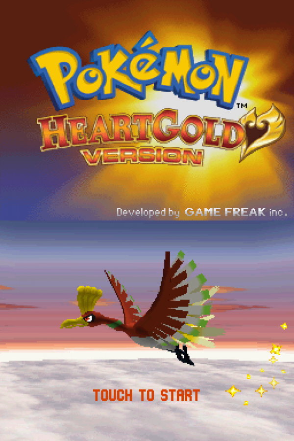 Pokémon: HeartGold Version home screen for Nintendo DS (DS) Pokémon RPG adventure video game