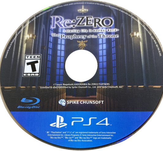 Re:ZERO: Starting Life in Another World: The Prophecy of the Throne – PlayStation 4 (PS4) video game disc, Japanese role-playing game