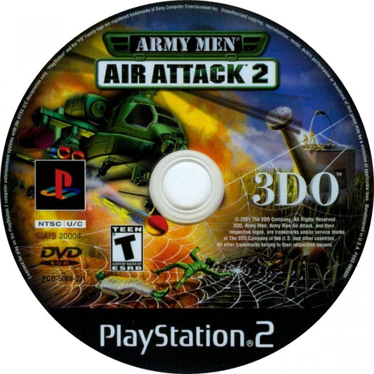 Army Men Air Attack 2 PS2 game for PlayStation 2 featuring helicopter arcade combat action disc