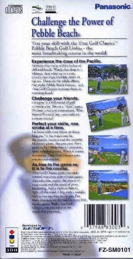 Pebble Beach Golf Links back of case for Panasonic 3DO (3DO) golf sports simulation video game
