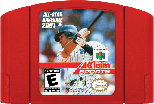All-Star Baseball 2001 cartridge art for Nintendo 64 video game.