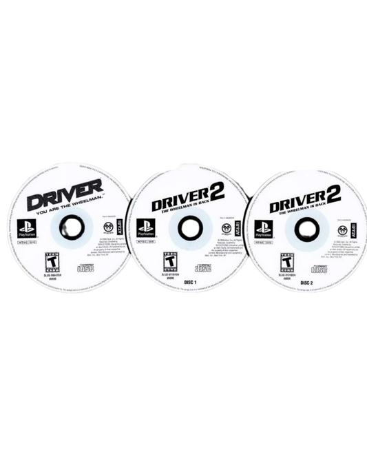 Driver 1 and 2 Compilation (Greatest Hits) – PlayStation 1 (PS1) Front Cover Disc Dual Art Twin Pack