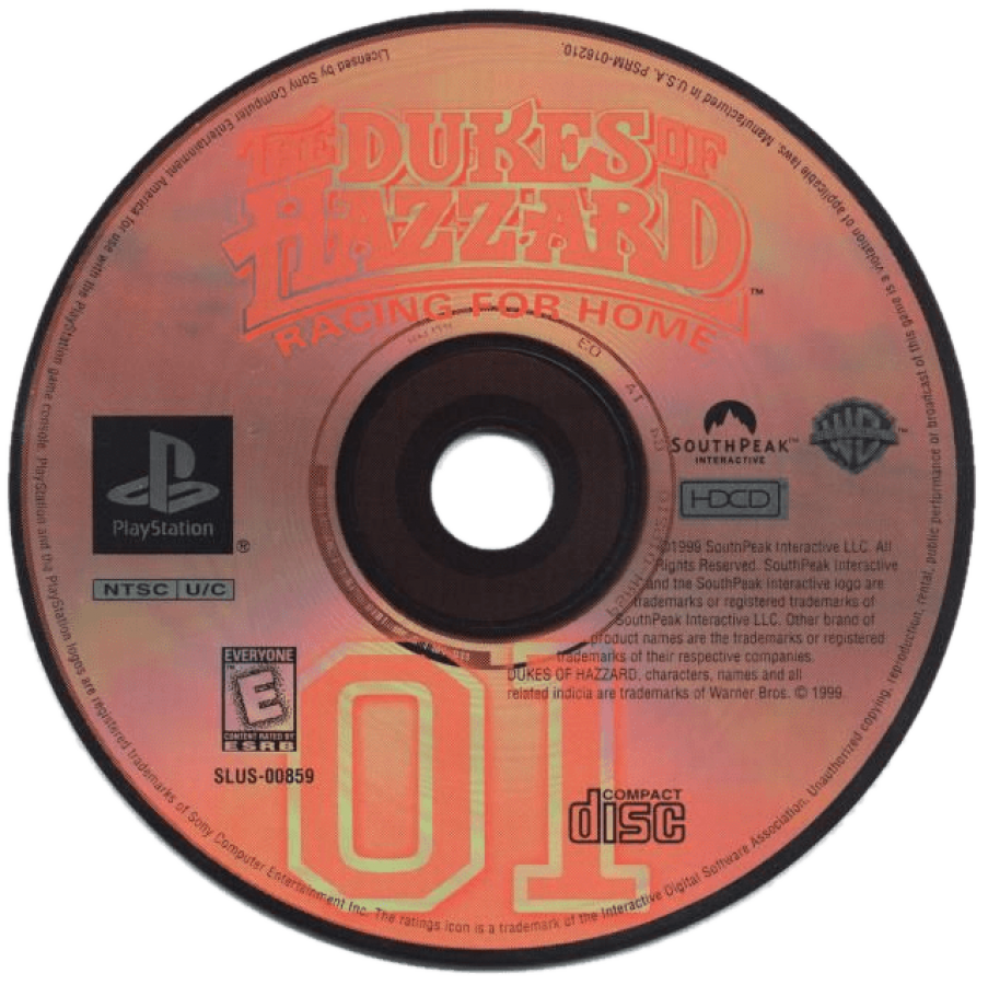 Dukes of Hazzard Racing for Home disc for PlayStation 1 PS1 retro video game