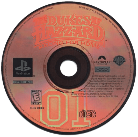 Dukes of Hazzard Racing for Home disc for PlayStation 1 PS1 retro video game