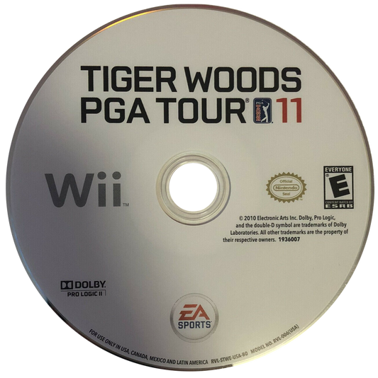 Tiger Woods PGA Tour 11 disc art for Nintendo Wii (Wii) featuring motion‑controlled golf, Ryder Cup team play, and authentic championship courses.