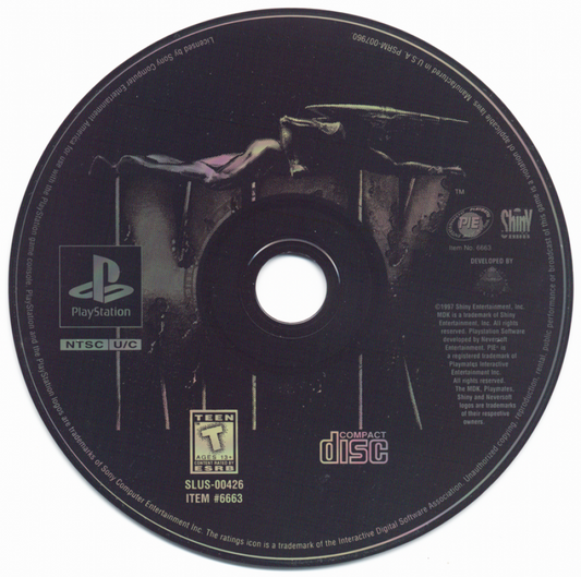MDK retro sci-fi action shooter game for PlayStation 1 (PS1) disc