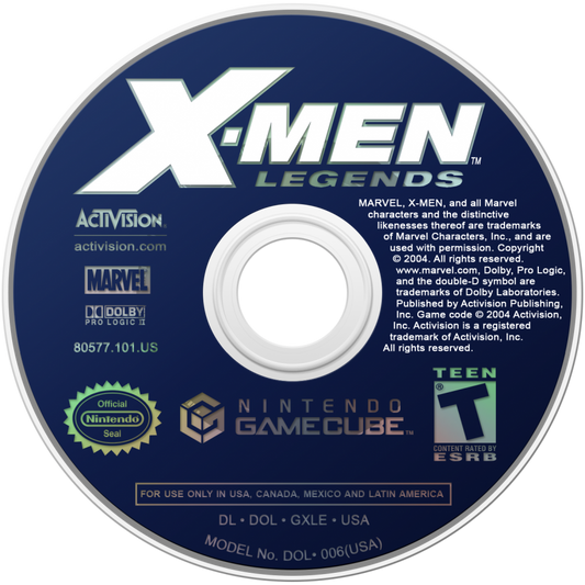 X-Men Legends disc for Nintendo GameCube (GC) action RPG superhero video game