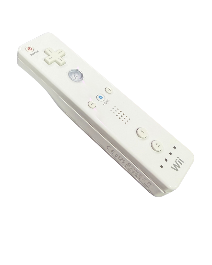 Front view of white Nintendo Wii Remote controller original gaming accessory