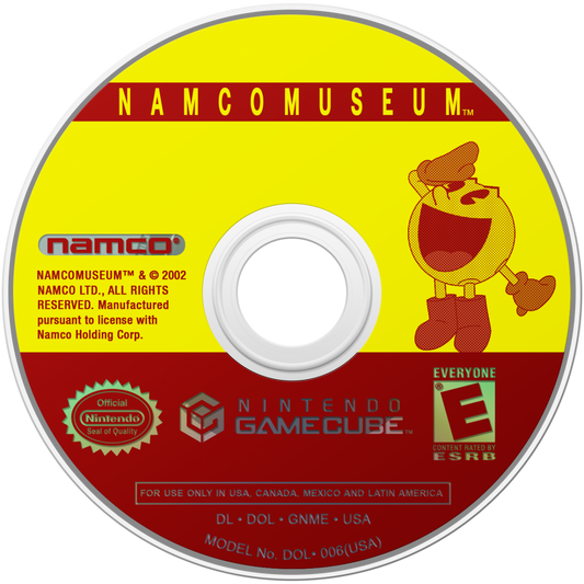 Namco Museum Nintendo GameCube GC video game, classic arcade game compilation, retro Namco titles, console collection game disc