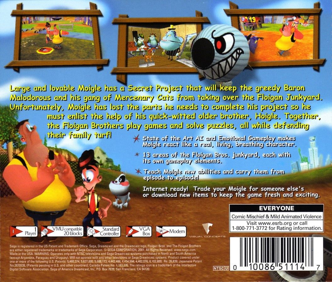 Floigan Bros Sega Dreamcast retro video game action adventure back of case