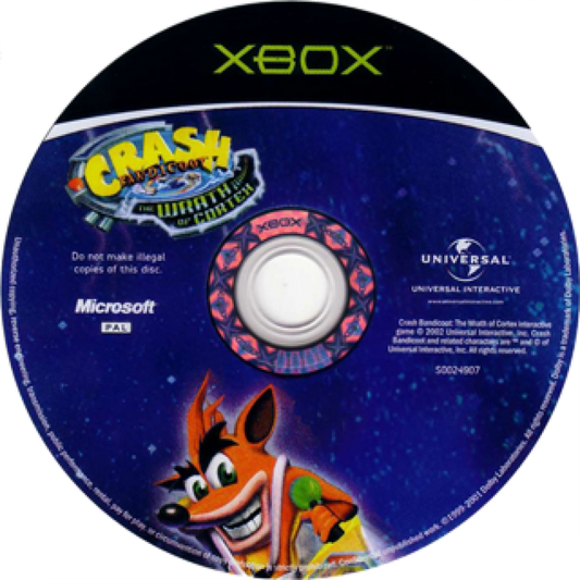 Crash Bandicoot: The Wrath of Cortex disc art for Xbox (XBOX) video game