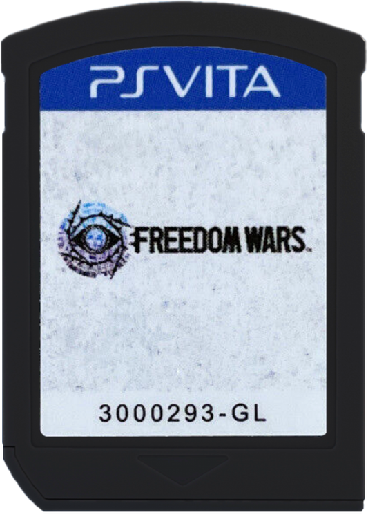 Freedom Wars for PlayStation Vita (PSV) at Gamers INC, featuring a high-octane "Panopticon" hunter-action RPG where you play as a Sinner fighting to reduce a million-year prison sentence through intense cooperative combat, utilizing the unique "Thorn" grappling hook for vertical mobility and giant abductor takedowns in a dystopian sci-fi world cartridge