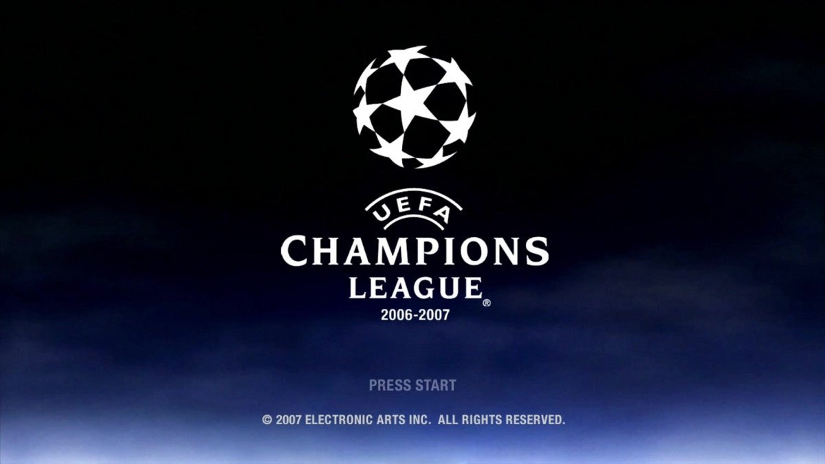 UEFA Champions League 2006-2007 start screen for Xbox 360 (X360) sports soccer video game