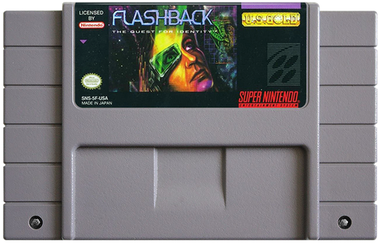 Flashback: The Quest for Identity cartridge for Super Nintendo Entertainment System (SNES) retro video game