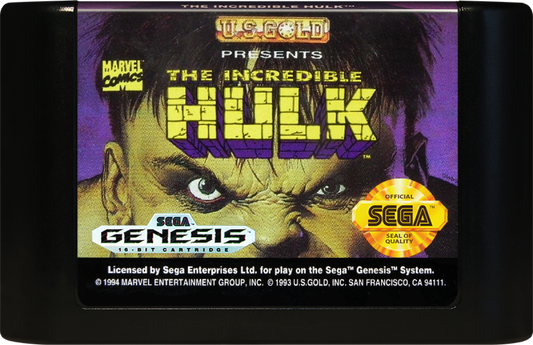The Incredible Hulk Sega Mega Drive retro video game action platformer cartridge (1994)