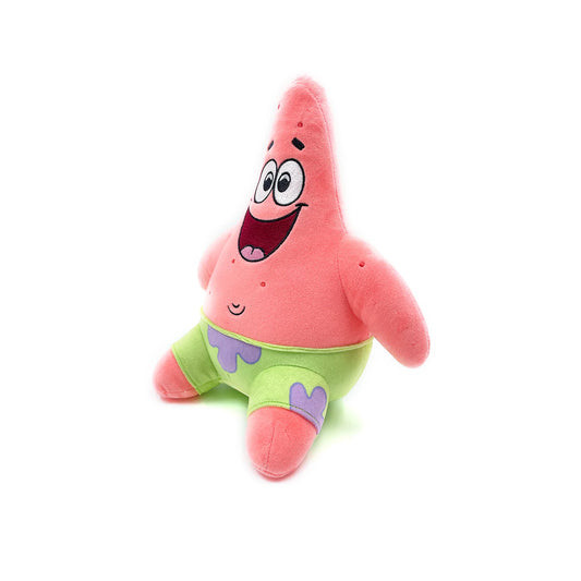Patrick Star 9 inch plush stuffed toy featuring the SpongeBob SquarePants character in signature green and purple shorts soft huggable fabric collectible cartoon merchandise