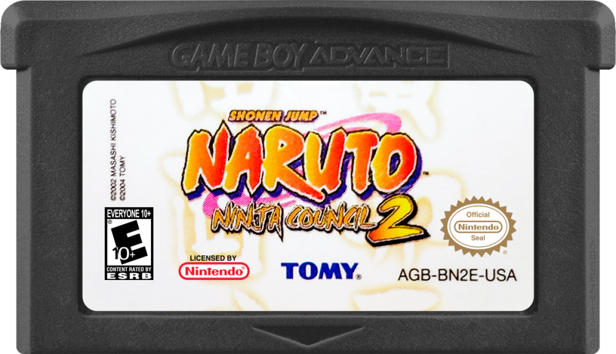Naruto Ninja Council 2 cartridge art for Game Boy Advance (GBA) video game