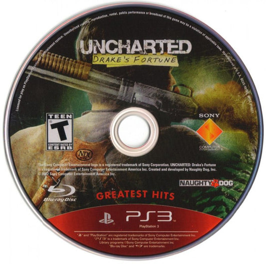 Uncharted: Drake's Fortune Greatest Hits PS3 action adventure treasure hunting game for PlayStation 3 disc