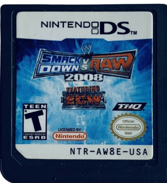 WWE SmackDown vs. Raw 2008 cartridge for Nintendo DS (DS) wrestling sports video game