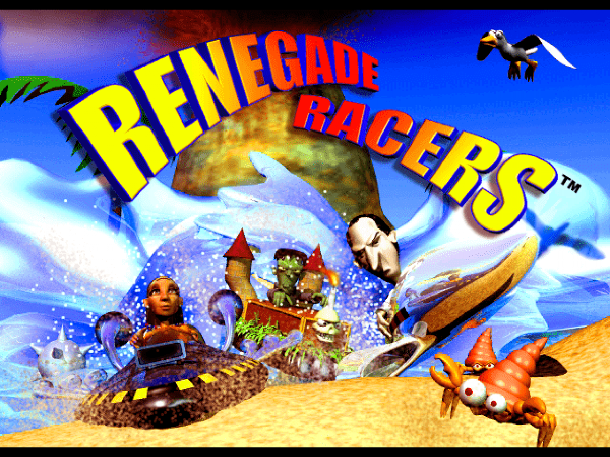 Renegade Racers titlepage for PlayStation 1 (PS1) racing video game