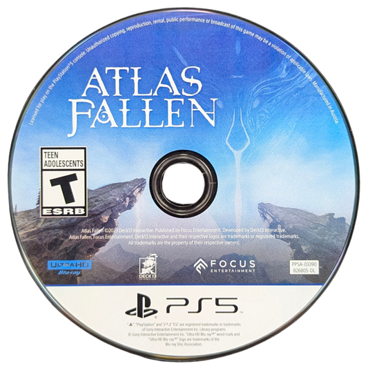 Atlas Fallen Limited Edition Case PlayStation 5 action RPG sand-surfing across fantasy desert landscapes gauntlet-powered combat shapeshifting weapons co-op multiplayer aerial traversal sun-scorched world lore-driven quests defeating wraiths Focus Entertainment disc