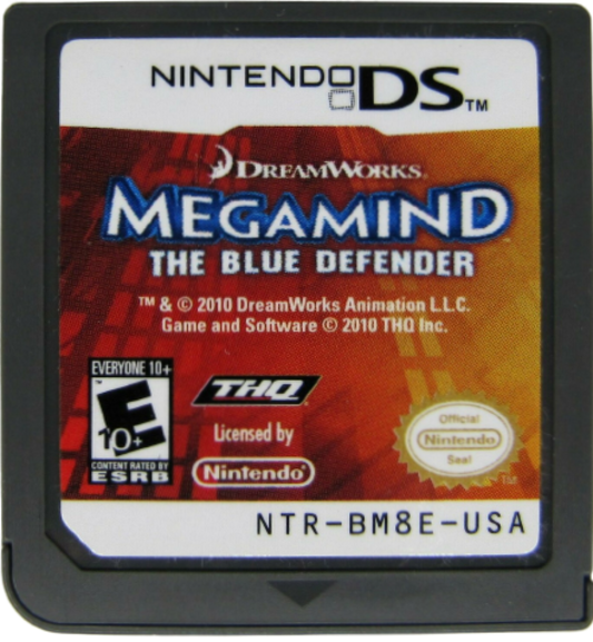 MegaMind The Blue Defender Nintendo DS action hero platformer based on the animated film building gadgets defeating villain THQ licensed title cartridge art