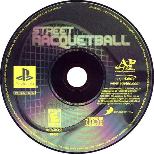 Street Racquetball retro sports arcade game for PlayStation 1 (PS1) disc