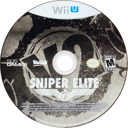 Sniper Elite V2 disc cover art for Nintendo Wii U (WiiU) video game. 39