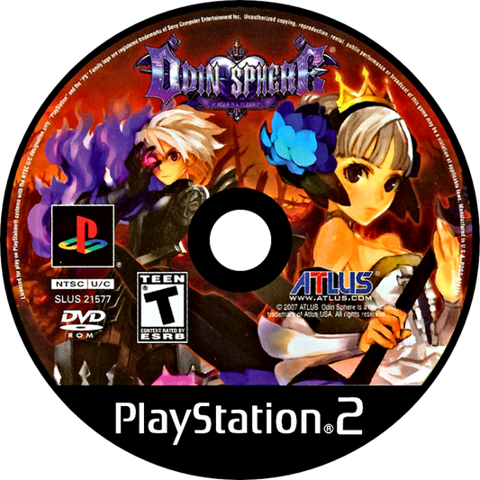 Odin Sphere PS2 Sony PlayStation 2 action RPG side scrolling beat em up fantasy fairy tale narrative Vanillaware hand drawn art style multiple character storylines combo combat potion crafting retro gaming PlayStation 2 software video game title disc