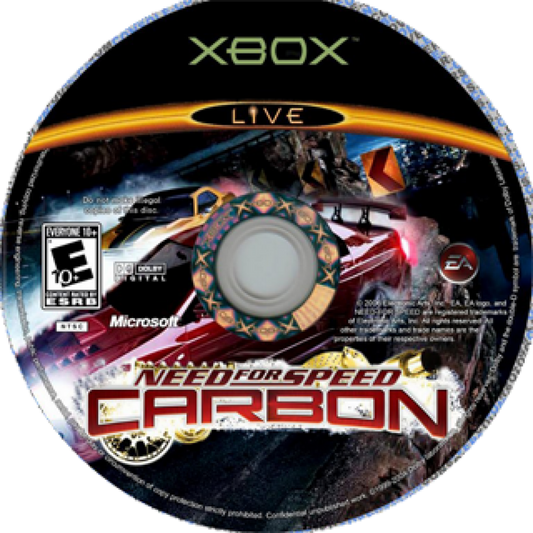 Need for Speed: Carbon for Xbox (XBOX) at Gamers INC, featuring intense canyon racing and territory-based street battles where you build your ultimate crew and dominate the city streets in high-performance tuner, muscle, and exotic cars disc
