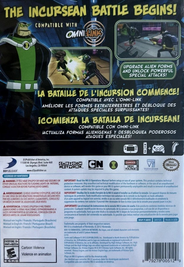 Ben 10 Omniverse back cover art for Nintendo Wii U (WiiU) video game