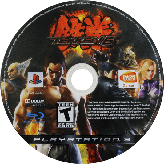 Tekken 6 disc for PlayStation 3 (PS3) video game