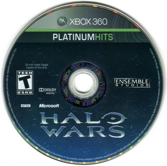 Halo Wars Platinum Hits for Xbox 360 with real-time strategy action set in the Halo universe disc
