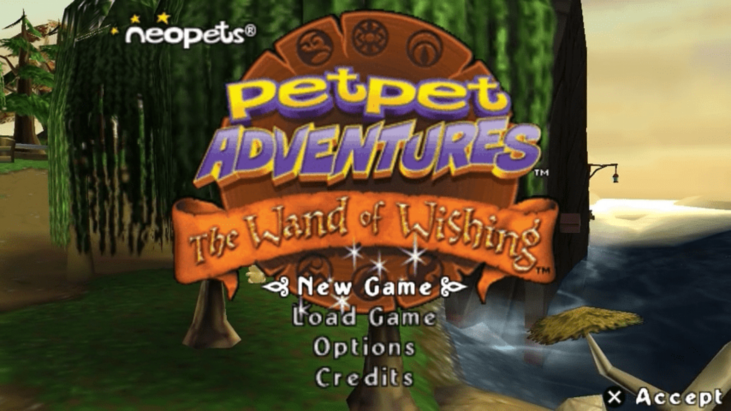 Neopets Petpet Adventures The Wand of Wishing title screen for PlayStation Portable PSP video game