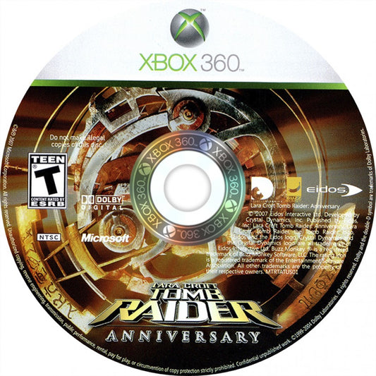 Tomb Raider: Anniversary disc for Xbox 360 (X360) action-adventure video game