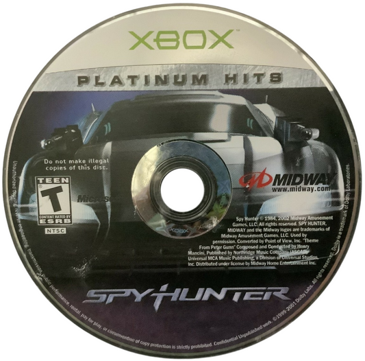 SpyHunter Xbox for retro video game enthusiasts featuring vehicular combat gameplay high speed driving missions weaponized spy vehicles explosive action secret agent adventures cinematic racing combat and collectible gaming appeal disc