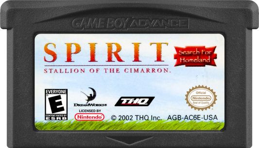Spirit: Stallion of the Cimarron: Search for Homeland gae cartridge for Game Boy Advance (GBA) video game