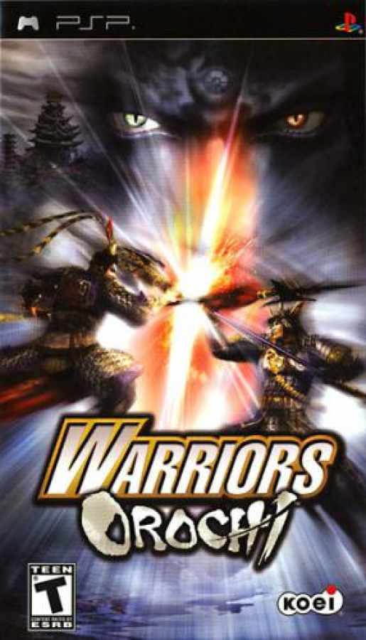 Warriors Orochi cover art for Playstation Portable (PSP) action video game.